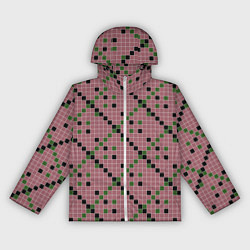 Женская ветровка Коричневая с черным и зеленым плитка