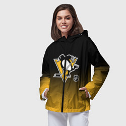 Ветровка с капюшоном женская Питтсбург Пингвинз - градиент, цвет: 3D-черный — фото 2