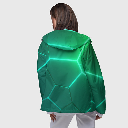 Женская ветровка Зеленые неоновые плитки / 3D-Белый – фото 4