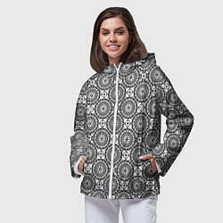 Ветровка с капюшоном женская Черно белый кружевной узор, цвет: 3D-белый — фото 2