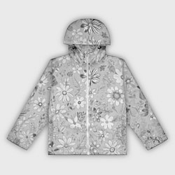 Женская ветровка Цветочный светло-серый паттерн
