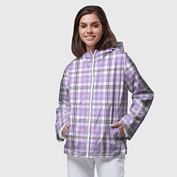 Ветровка с капюшоном женская Checkered light purple, цвет: 3D-белый — фото 2