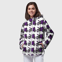 Ветровка с капюшоном женская Motorcycle purple, цвет: 3D-белый — фото 2