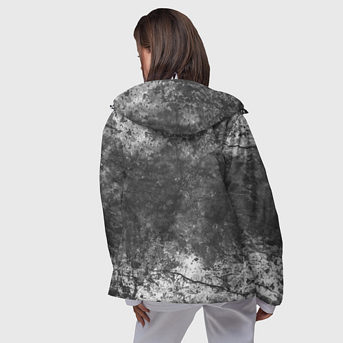 Женская ветровка Абстракция - grey and white wall with cracks / 3D-Белый – фото 4