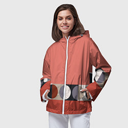 Ветровка с капюшоном женская Луна Малевича розовый томат, цвет: 3D-белый — фото 2