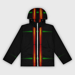 Ветровка с капюшоном женская Neon black green circles, цвет: 3D-белый