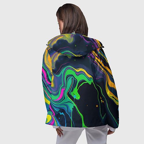 Женская ветровка Разводы и переливы разноцветной краски / 3D-Белый – фото 4