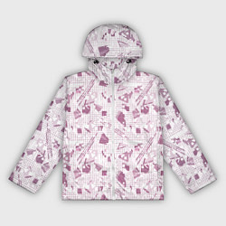 Женская ветровка Мемфис бордовый на белом геометрический клетчатый