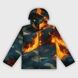Женская ветровка Огонь на камуфляжной ткани