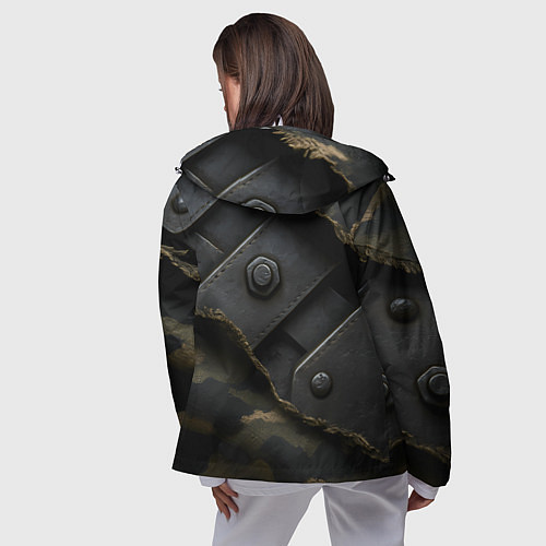 Женская ветровка Порванная камуфляжная ткань с металлом / 3D-Белый – фото 4