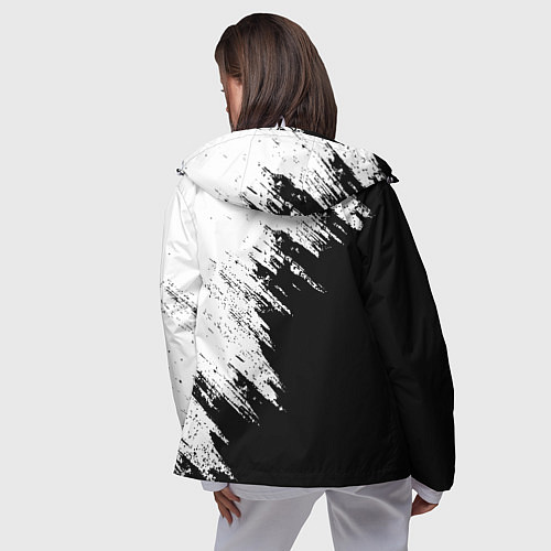 Женская ветровка Doom штрихи красок черные / 3D-Белый – фото 4