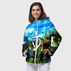 Ветровка с капюшоном женская Fortnite x doom logo, цвет: 3D-белый — фото 2