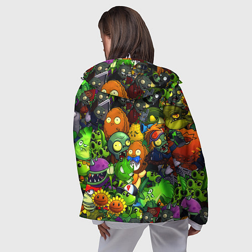 Женская ветровка Растения против зомби x Дум лого / 3D-Белый – фото 4