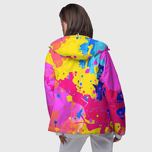 Женская ветровка Яркие пятна акриловой краски на стене / 3D-Белый – фото 4