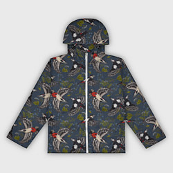 Женская ветровка Дятлы и цветы