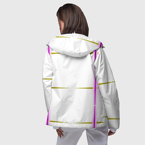 Женская ветровка Color white pink yellow stripes / 3D-Белый – фото 4