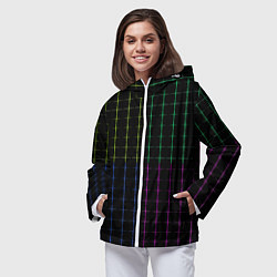 Ветровка с капюшоном женская Color black multicolored stripes, цвет: 3D-белый — фото 2