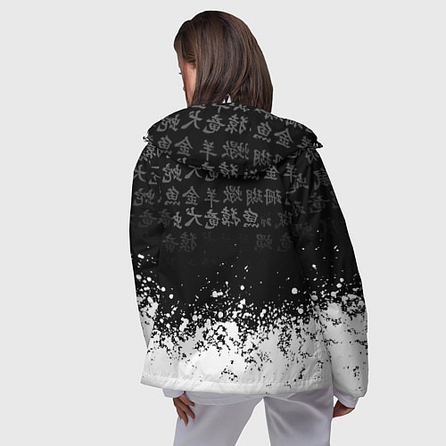 Женская ветровка Doom японские символы краски / 3D-Белый – фото 4