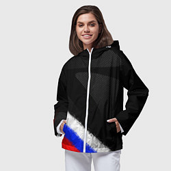 Ветровка с капюшоном женская Спортивный триколор России, цвет: 3D-белый — фото 2