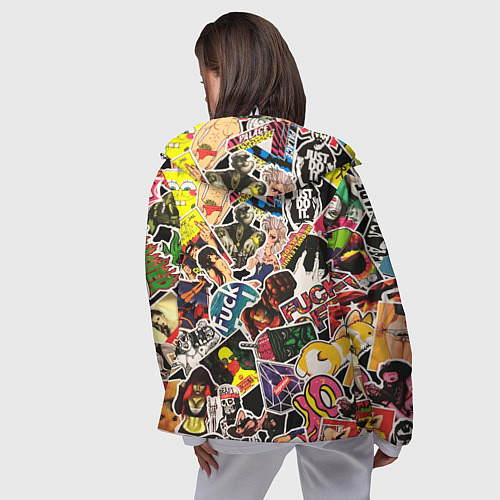 Женская ветровка Monster energy stikers logo / 3D-Белый – фото 4