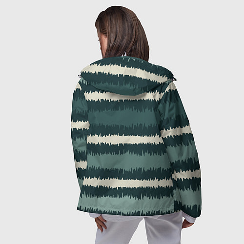 Женская ветровка Полосы зигзагообразные зеленые / 3D-Белый – фото 4
