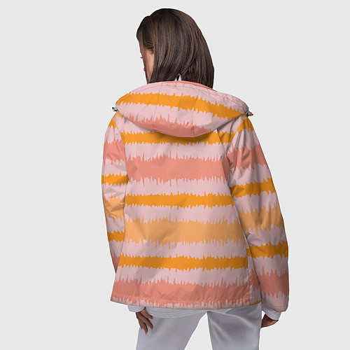 Женская ветровка Полосы зигзагообразные оранжево-розовые / 3D-Белый – фото 4
