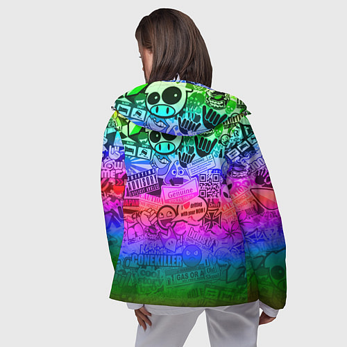 Женская ветровка Monster energy неоновые стикеры / 3D-Белый – фото 4