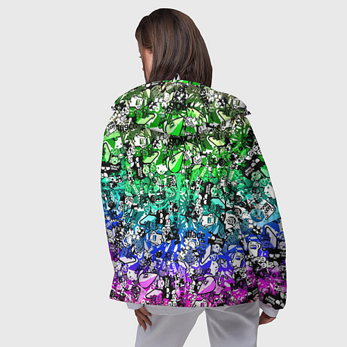 Женская ветровка Monster energy стикеры / 3D-Белый – фото 4