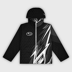 Ветровка с капюшоном женская Subaru - монохромный черный, цвет: 3D-белый