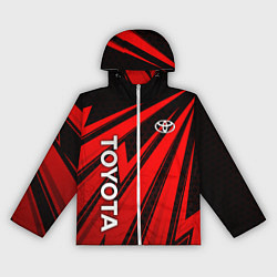 Ветровка с капюшоном женская Тойота - красные полосы, цвет: 3D-белый