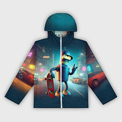 Ветровка с капюшоном женская Сынишка Бендера крутой скейтбордист, цвет: 3D-белый