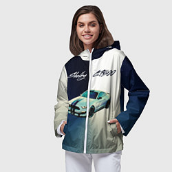 Ветровка с капюшоном женская Ford gt500 - градиент, цвет: 3D-белый — фото 2