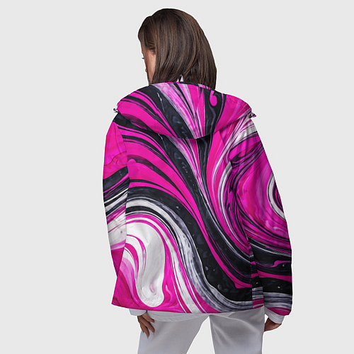 Женская ветровка Розово белая абстракция / 3D-Белый – фото 4