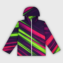 Ветровка с капюшоном женская Фиолетово-зеленые линии, цвет: 3D-белый