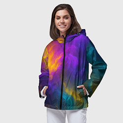 Ветровка с капюшоном женская Смешение разноцветных красок, цвет: 3D-черный — фото 2