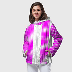 Ветровка с капюшоном женская Color pink white, цвет: 3D-белый — фото 2