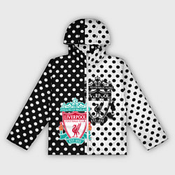 Ветровка с капюшоном женская Liverpool черно белые точки, цвет: 3D-белый