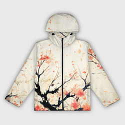 Женская ветровка Чёрное дерево с цветами абстракция