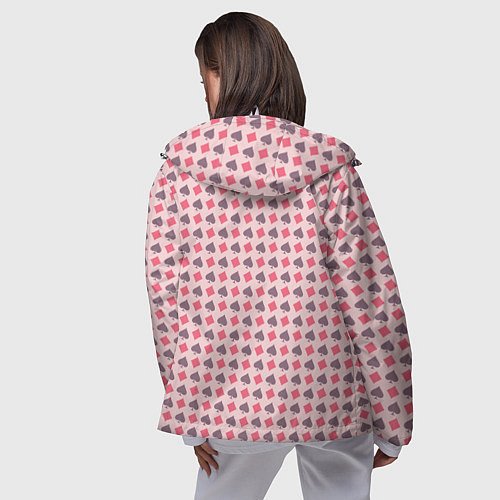 Женская ветровка Паттерн бубны и пики розовый / 3D-Белый – фото 4