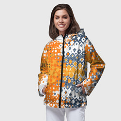 Ветровка с капюшоном женская Геометрические разводы, цвет: 3D-черный — фото 2