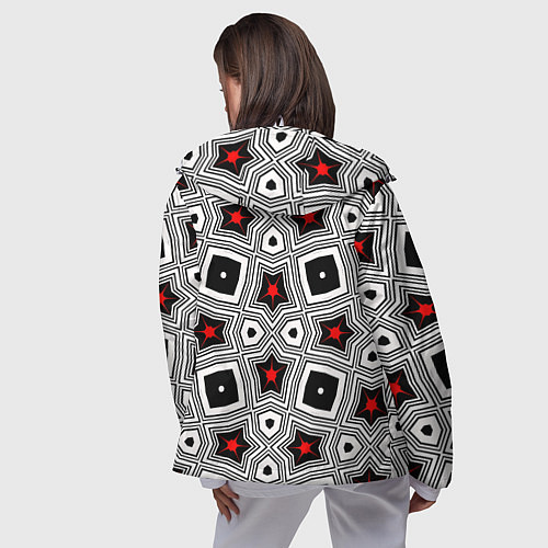 Женская ветровка Звезды в геометрической абстракции / 3D-Белый – фото 4