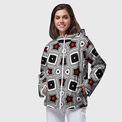 Ветровка с капюшоном женская Звезды в геометрической абстракции, цвет: 3D-белый — фото 2