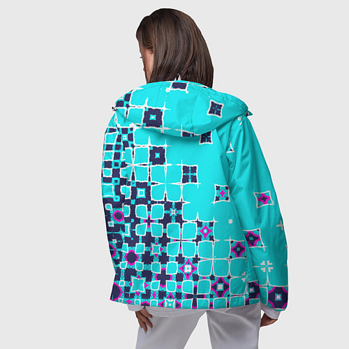 Женская ветровка Геометрическая метаморфоза на бирюзе / 3D-Белый – фото 4