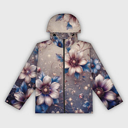 Женская ветровка Сине-бежевый дымчатый с цветами