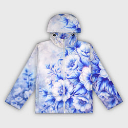 Ветровка с капюшоном женская Жемчужные нежные цветы, цвет: 3D-белый