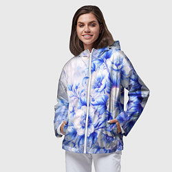 Ветровка с капюшоном женская Жемчужные нежные цветы, цвет: 3D-белый — фото 2