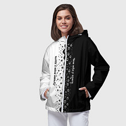 Ветровка с капюшоном женская Лучше вода у друга черно-белый узор, цвет: 3D-белый — фото 2