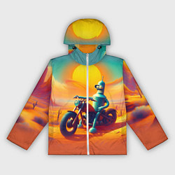 Женская ветровка Робот Бендер на мотоцикле в пустыне