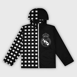 Ветровка с капюшоном женская Real Madrid клетка, цвет: 3D-белый