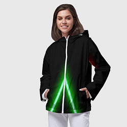 Ветровка с капюшоном женская Color neon green, цвет: 3D-белый — фото 2